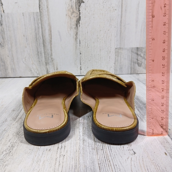 NEW Marc Fisher Ltd Flyta Croc Embossed Yellow Leather Square Toe Loafer #511 - Picture 8 of 13